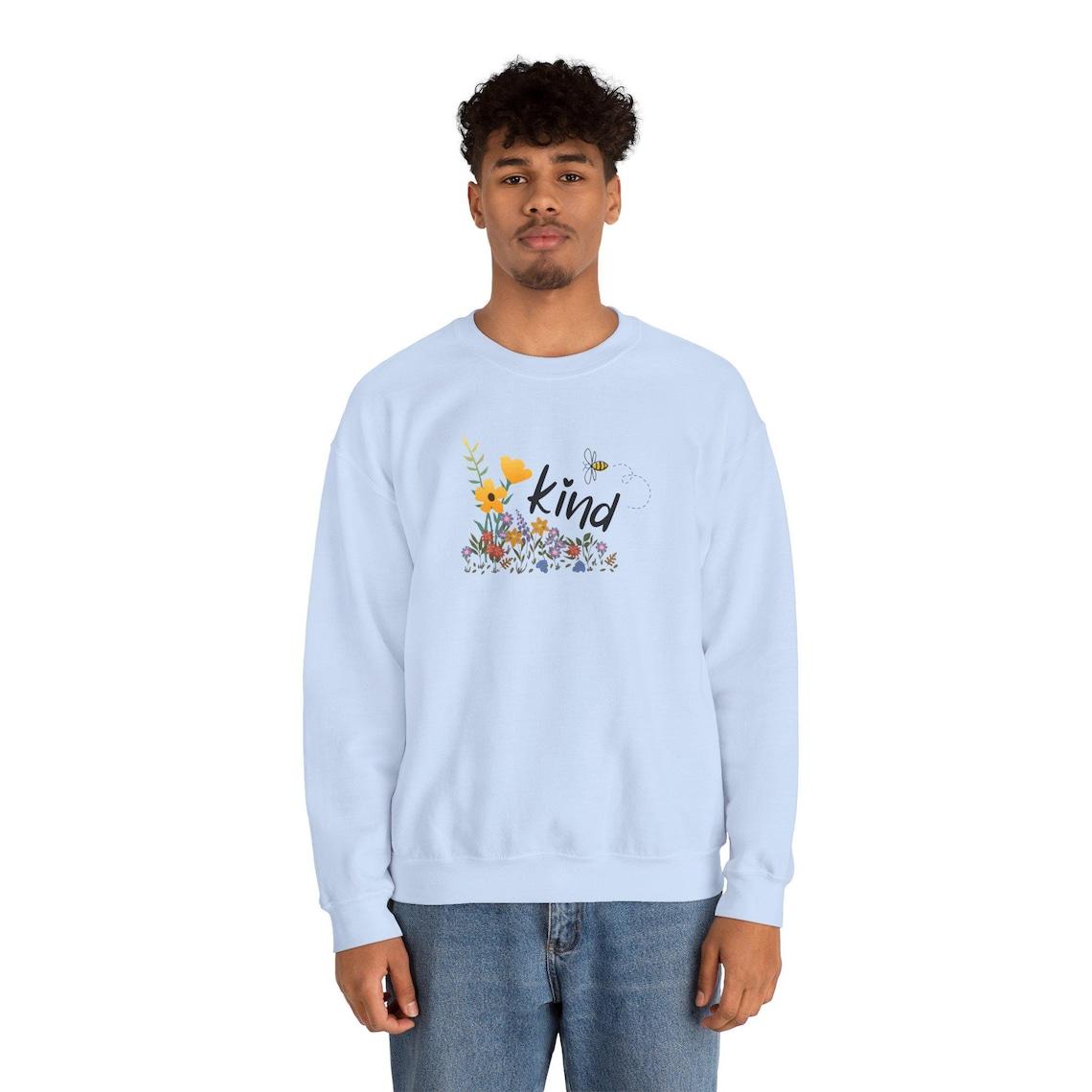 Bee Be Kind Crewneck Sweatshirt Whimsical Flower Field Design view 10