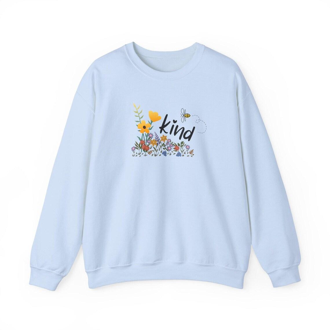 Bee Be Kind Crewneck Sweatshirt Whimsical Flower Field Design view 5