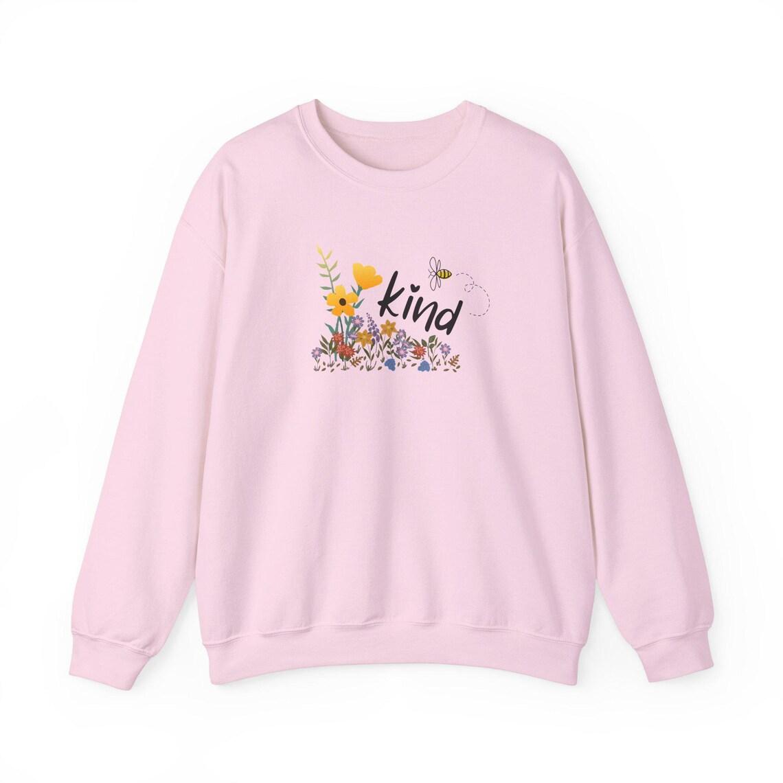 Bee Be Kind Crewneck Sweatshirt Whimsical Flower Field Design view 6