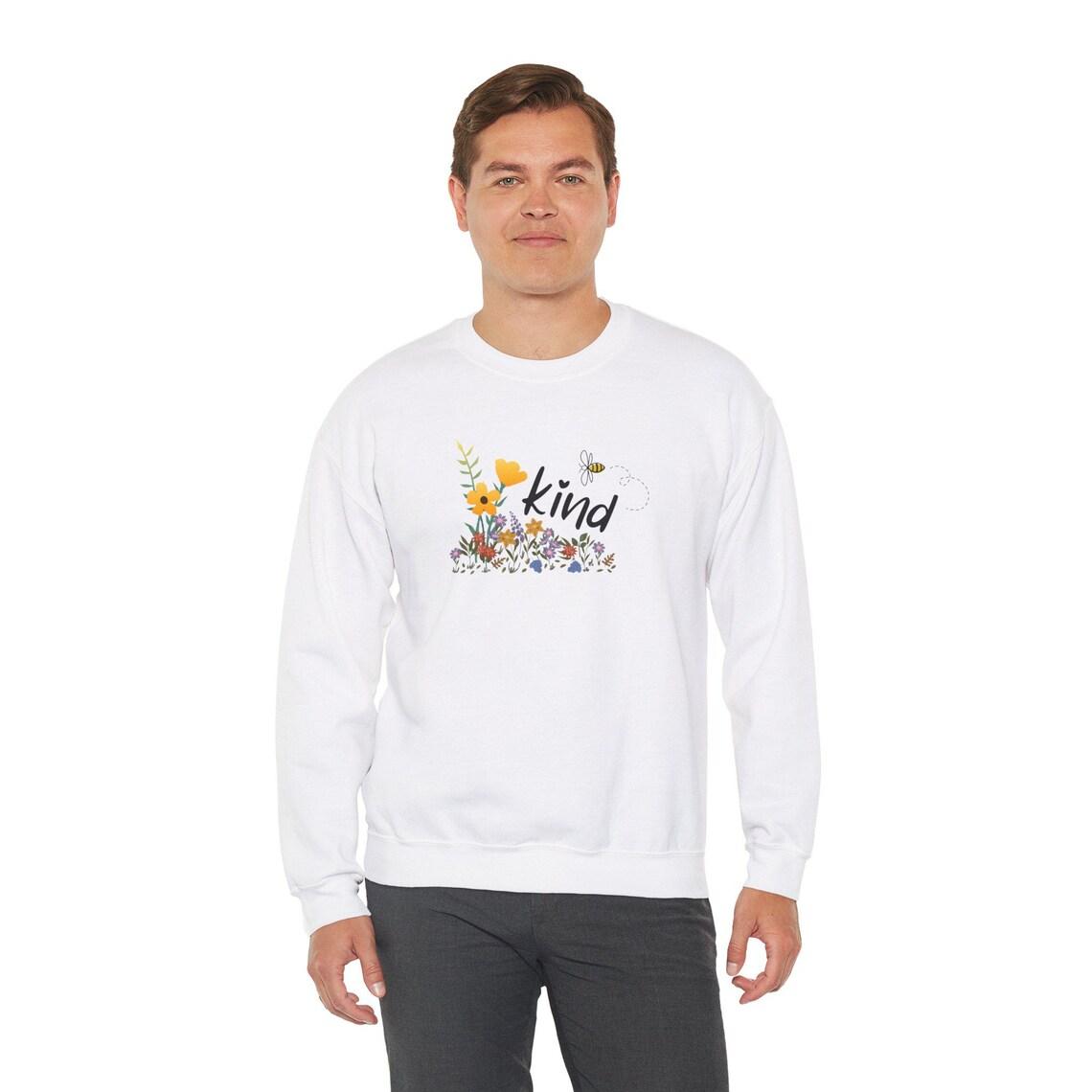 Bee Be Kind Crewneck Sweatshirt Whimsical Flower Field Design view 7