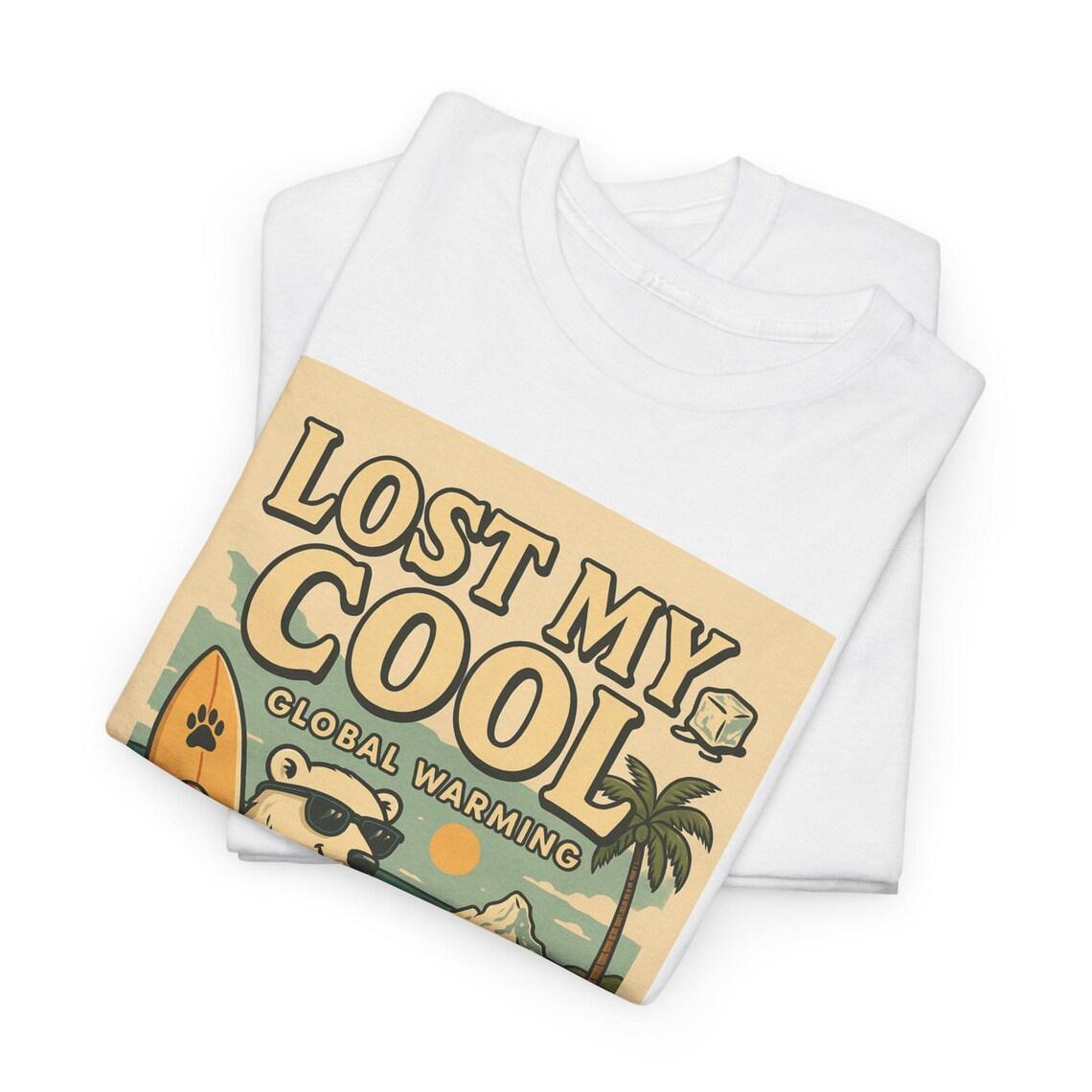 Funny Polar Bear Climate Change T-Shirt: Retro Beach Design view 10