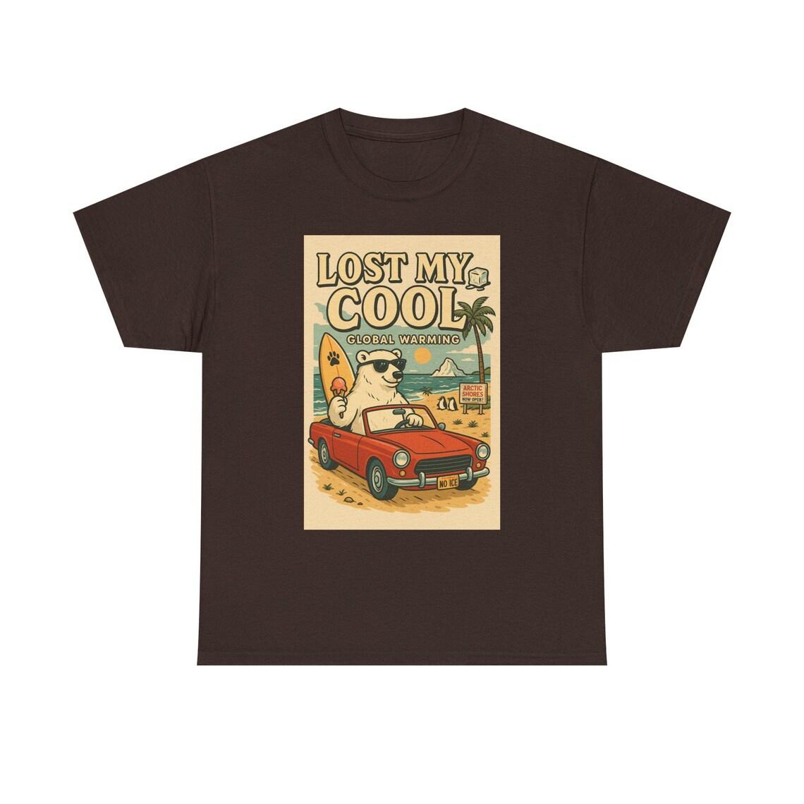 Funny Polar Bear Climate Change T-Shirt: Retro Beach Design view 4