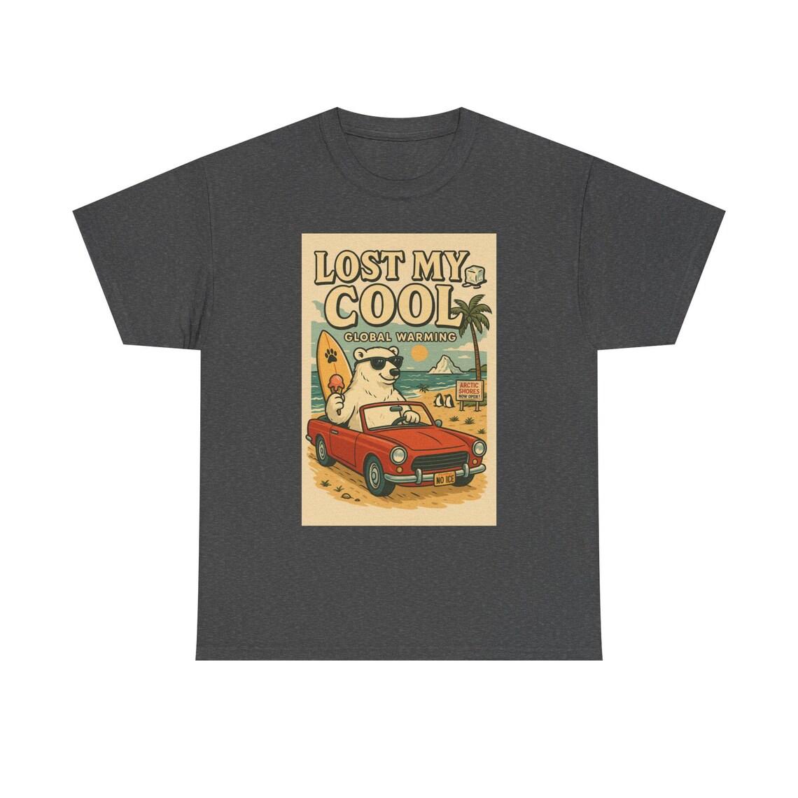 Funny Polar Bear Climate Change T-Shirt: Retro Beach Design view 6