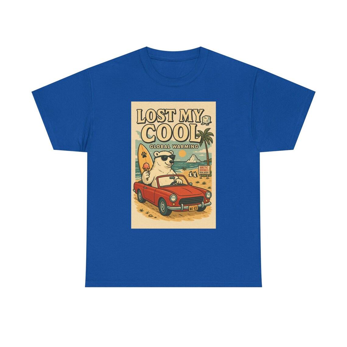 Funny Polar Bear Climate Change T-Shirt: Retro Beach Design view 8
