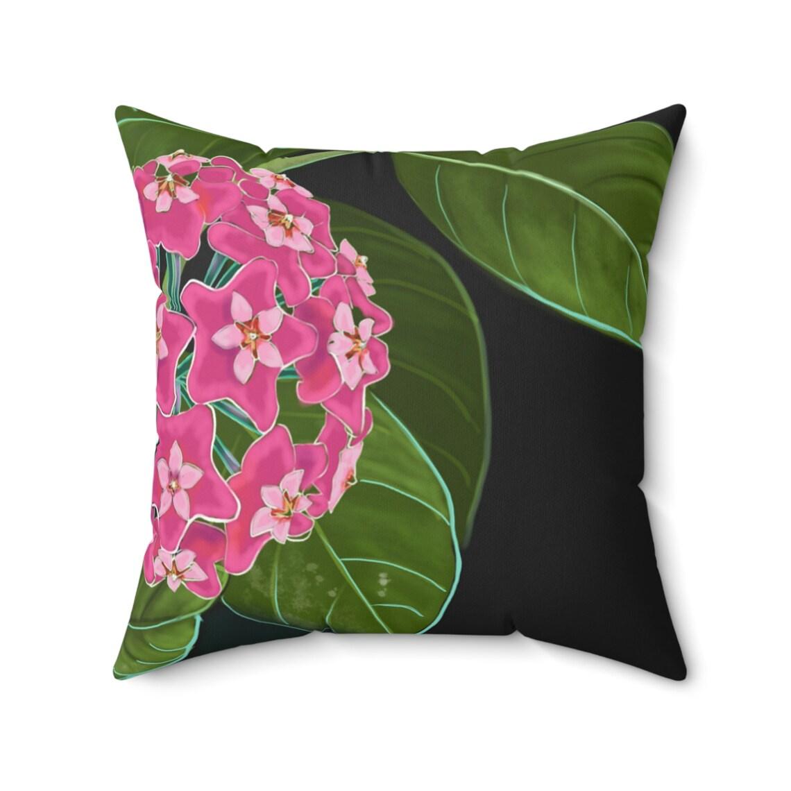 Hoya Wax Plants & Flowers Square Pillow view 2