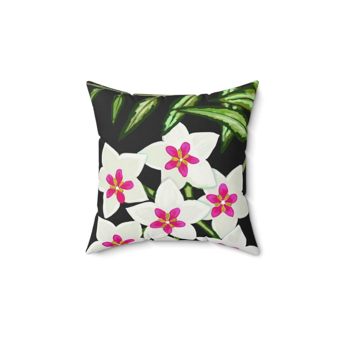 Hoya Wax Plants & Flowers Square Pillow view 4