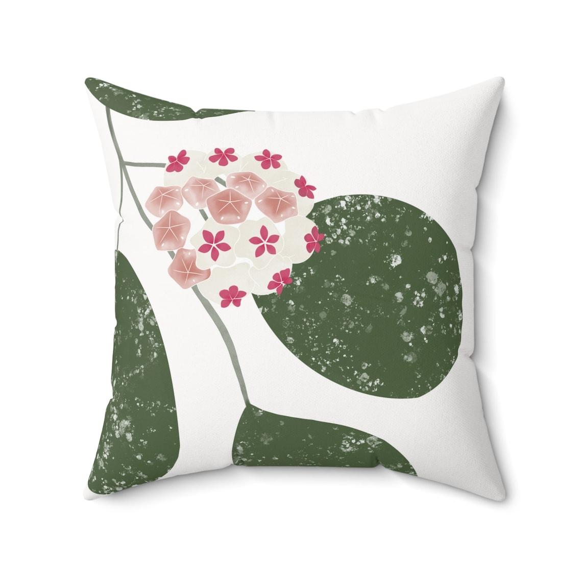 Hoya Wax Plants & Flowers Square White Pillow