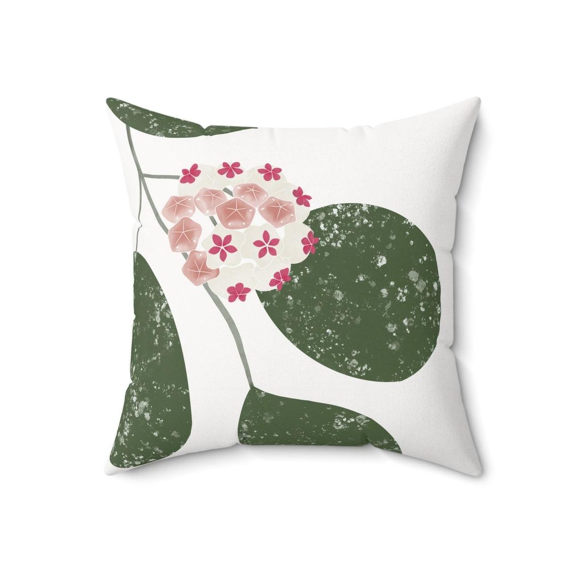 Hoya Wax Plants & Flowers Square White Pillow view 10
