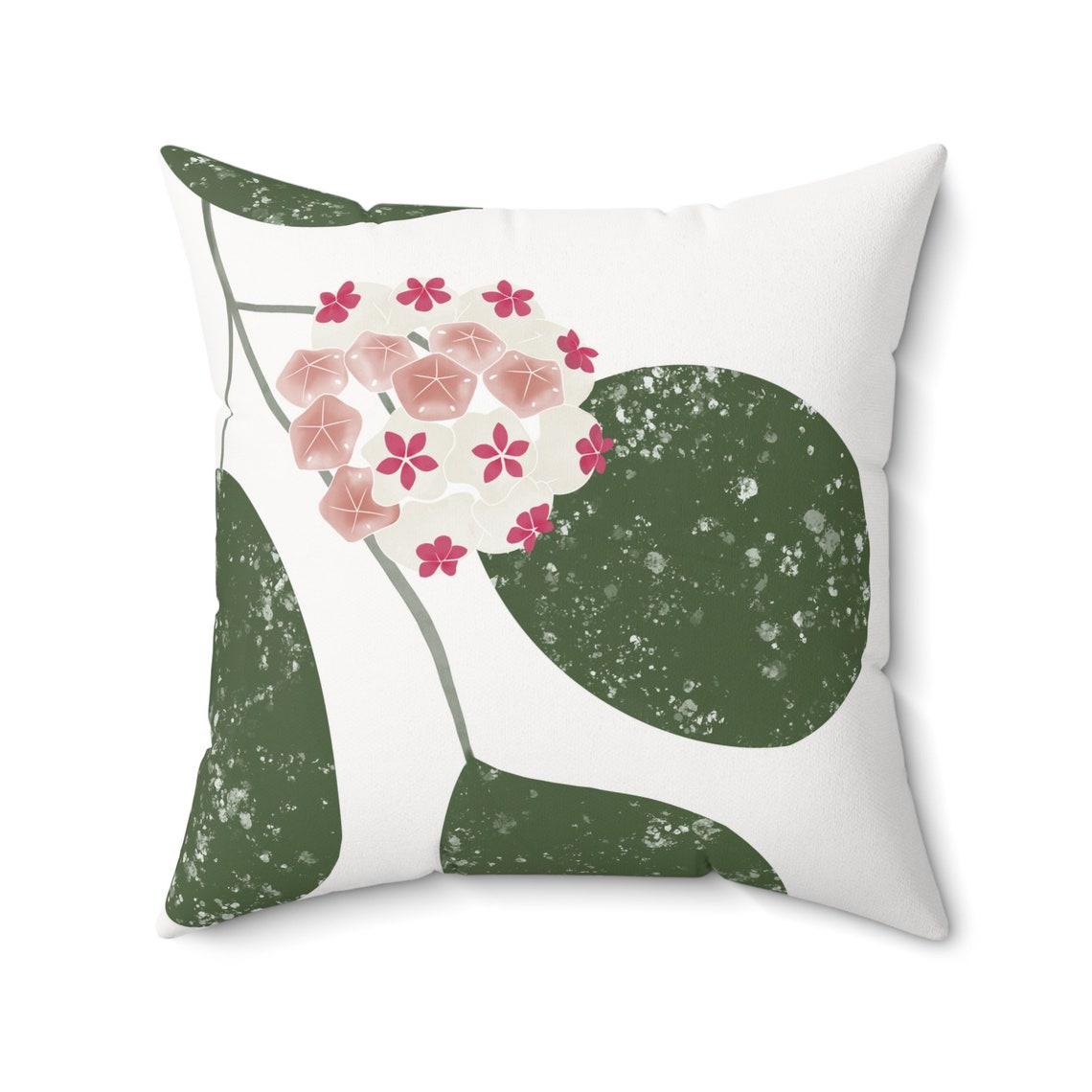 Hoya Wax Plants & Flowers Square White Pillow view 2