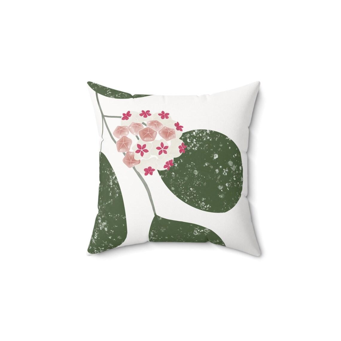 Hoya Wax Plants & Flowers Square White Pillow view 5
