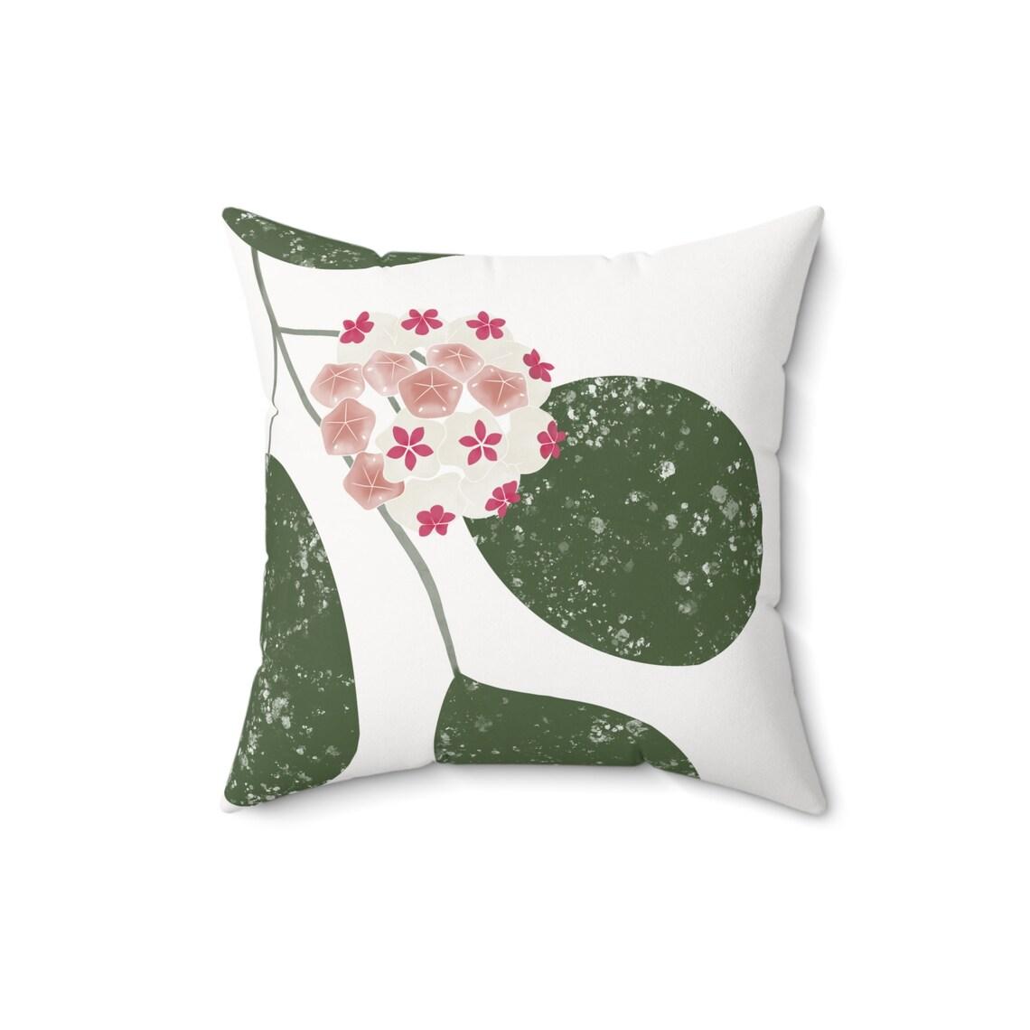 Hoya Wax Plants & Flowers Square White Pillow view 7