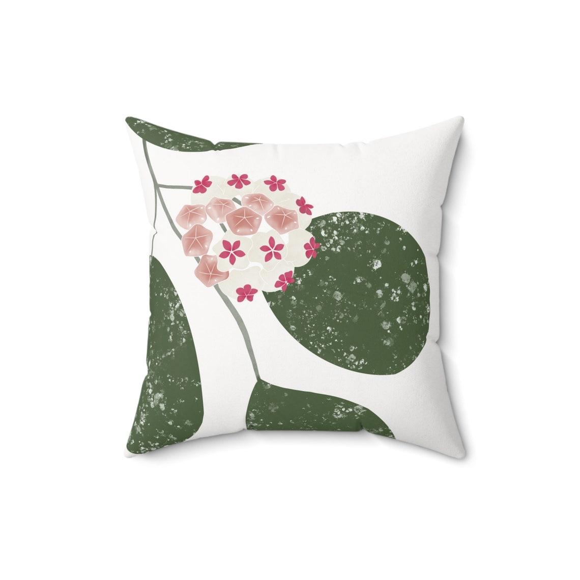 Hoya Wax Plants & Flowers Square White Pillow view 8
