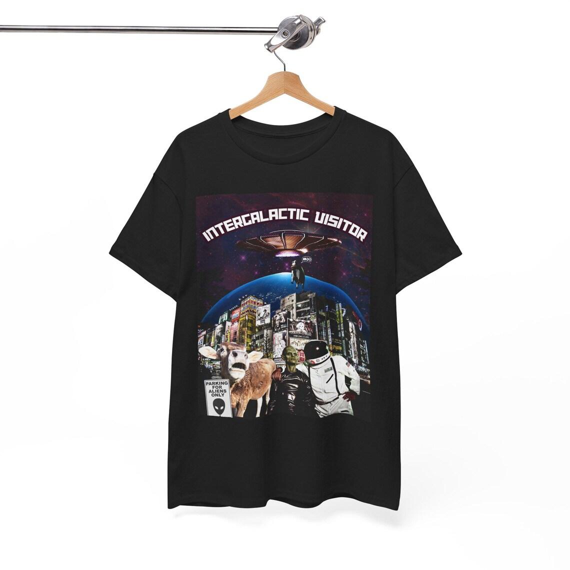 Intergalactic Visitor T-Shirt - A Cosmic Blend of Humor and Sci-Fi view 8