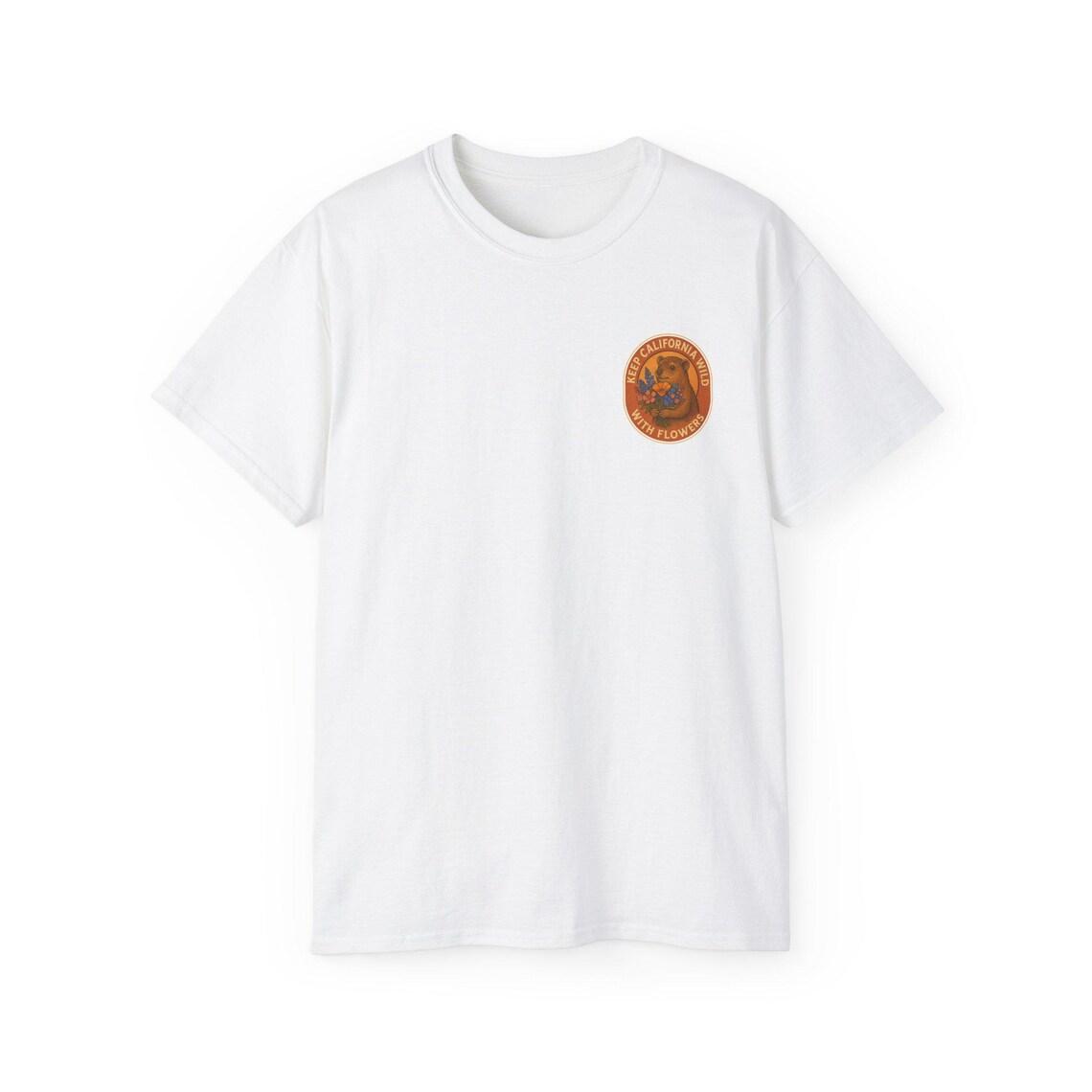 Keep California Wild With Flowers Vintage Rock Hyrax & Native Wildflowers Retro Nature T-Shirt