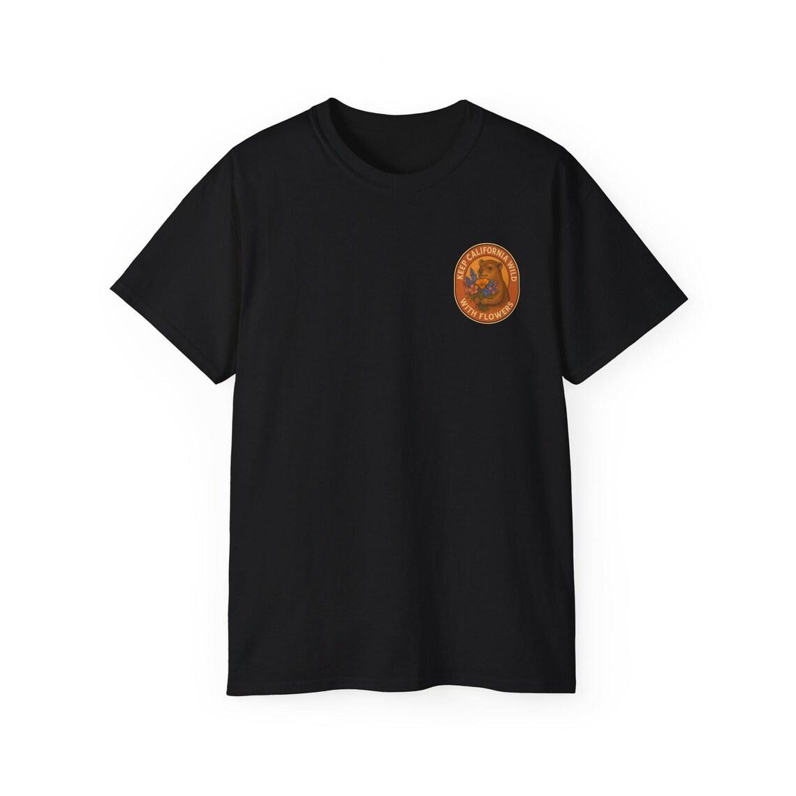 Keep California Wild With Flowers Vintage Rock Hyrax & Native Wildflowers Retro Nature T-Shirt view 4