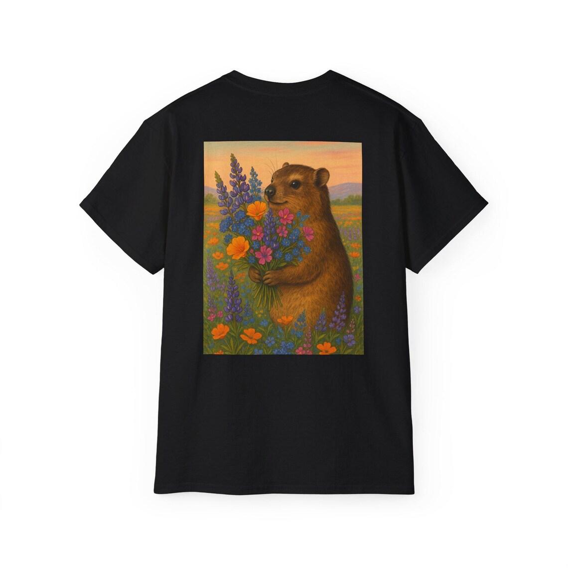 Keep California Wild With Flowers Vintage Rock Hyrax & Native Wildflowers Retro Nature T-Shirt view 5