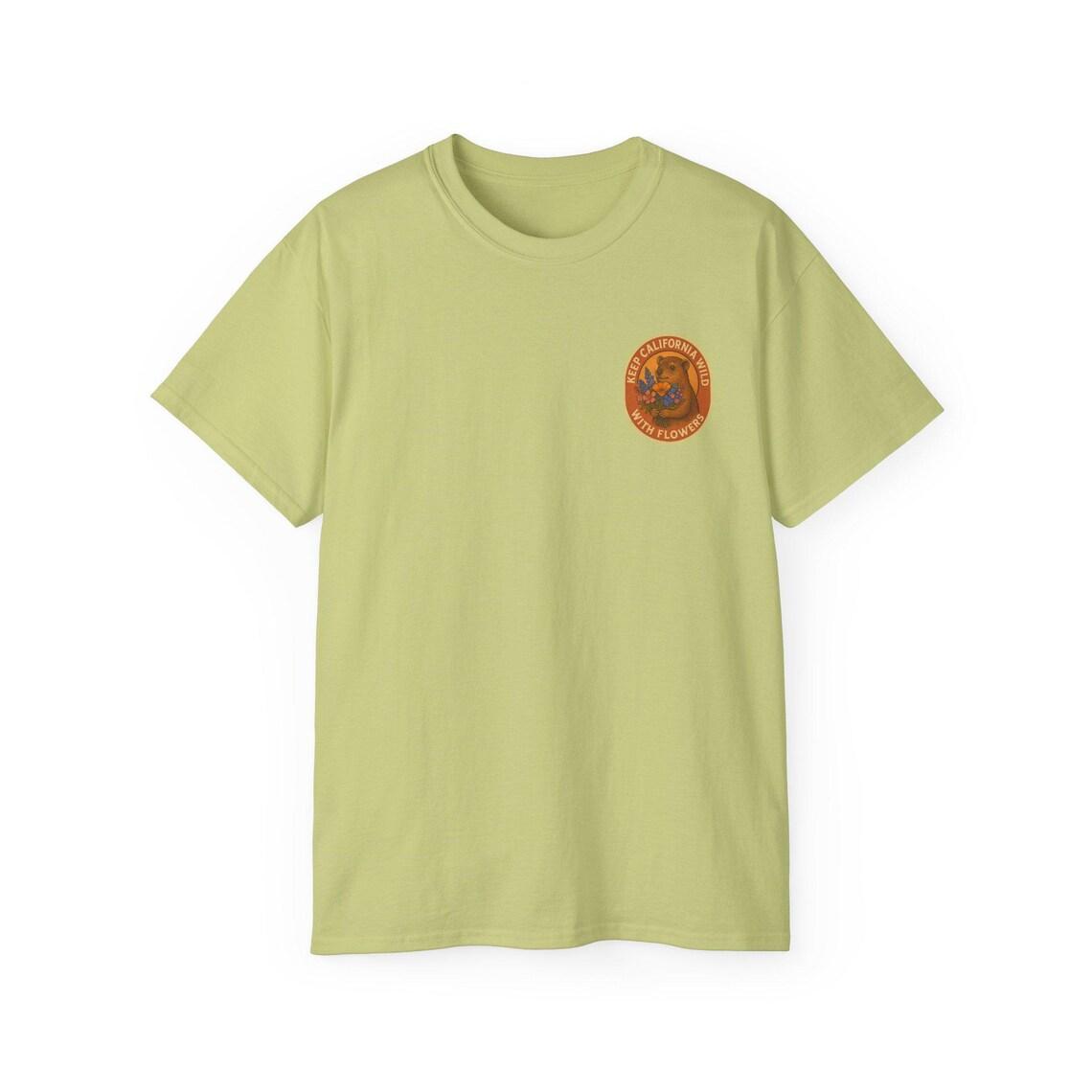 Keep California Wild With Flowers Vintage Rock Hyrax & Native Wildflowers Retro Nature T-Shirt view 7