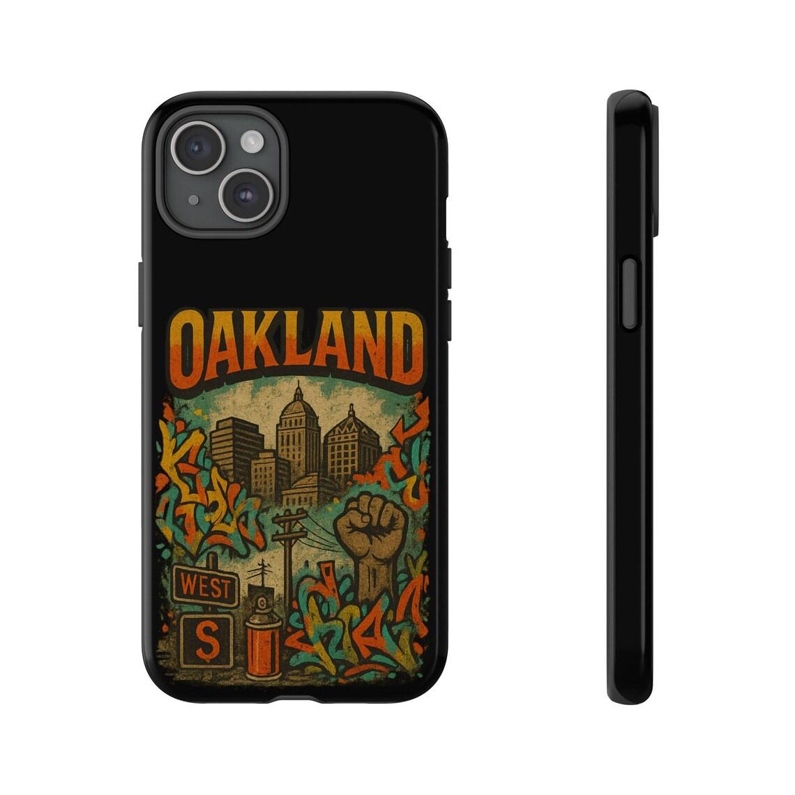 Oakland Tough Phone Case: Gritty Urban Design, Shock-Absorbing Silicone