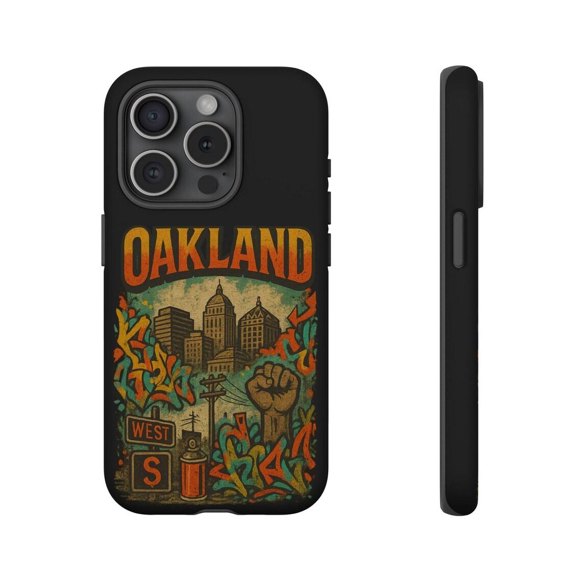 Oakland Tough Phone Case: Gritty Urban Design, Shock-Absorbing Silicone view 3
